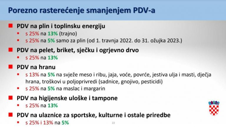 Vlada: Niži PDV na plin i toplinsku energiju, hranu, higijenske potrepštine