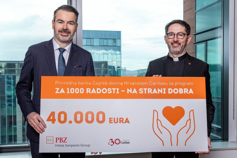PBZ  donirao 40.000 eura programu  Hrvatskog Caritasa Za 1000 radosti  – Na strani dobra!